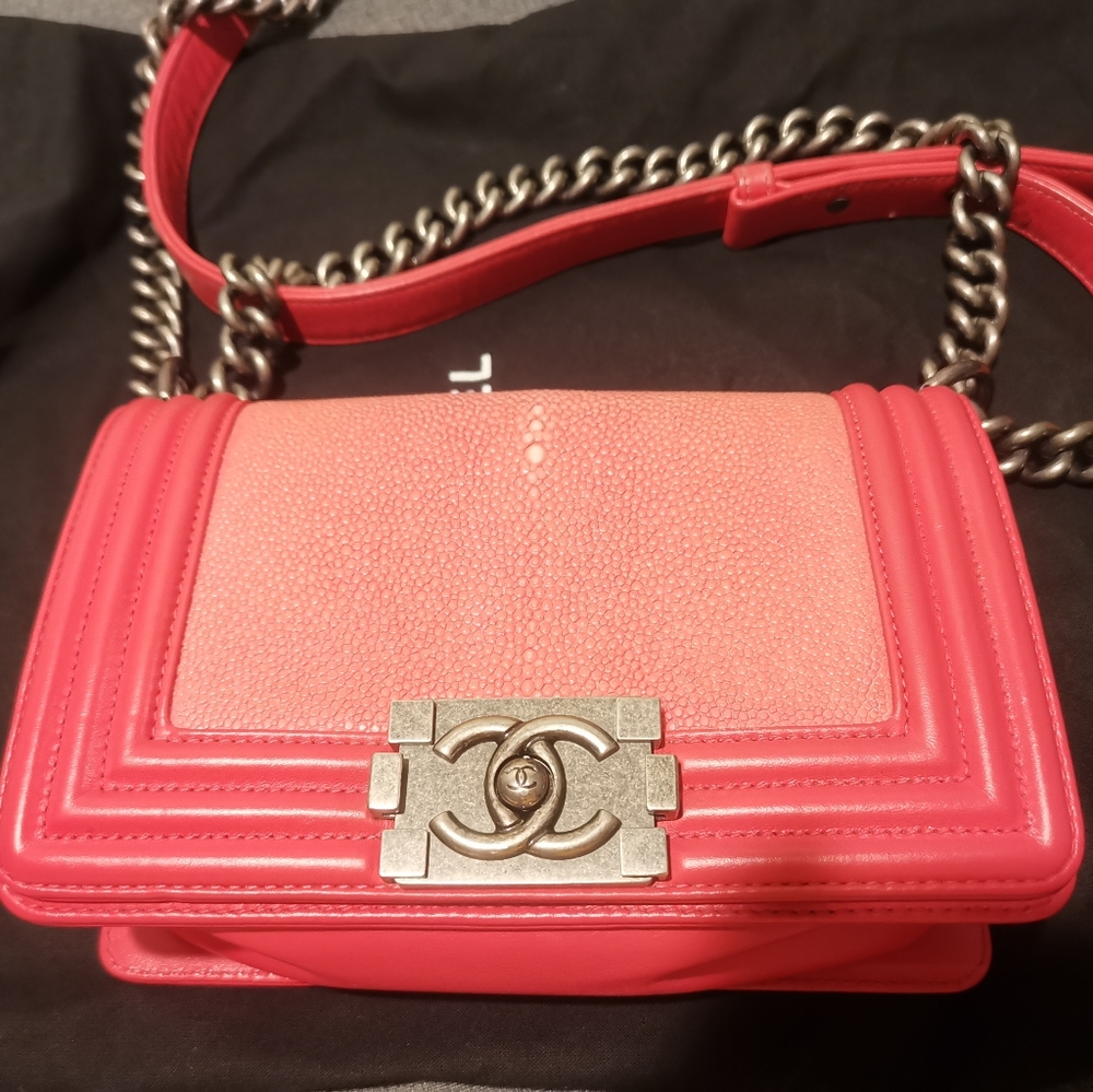 Chanel Pink Stingray Small Boy Flap Bag